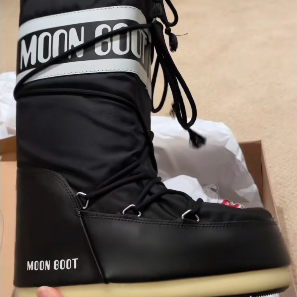 black and white Moon Boot Women's